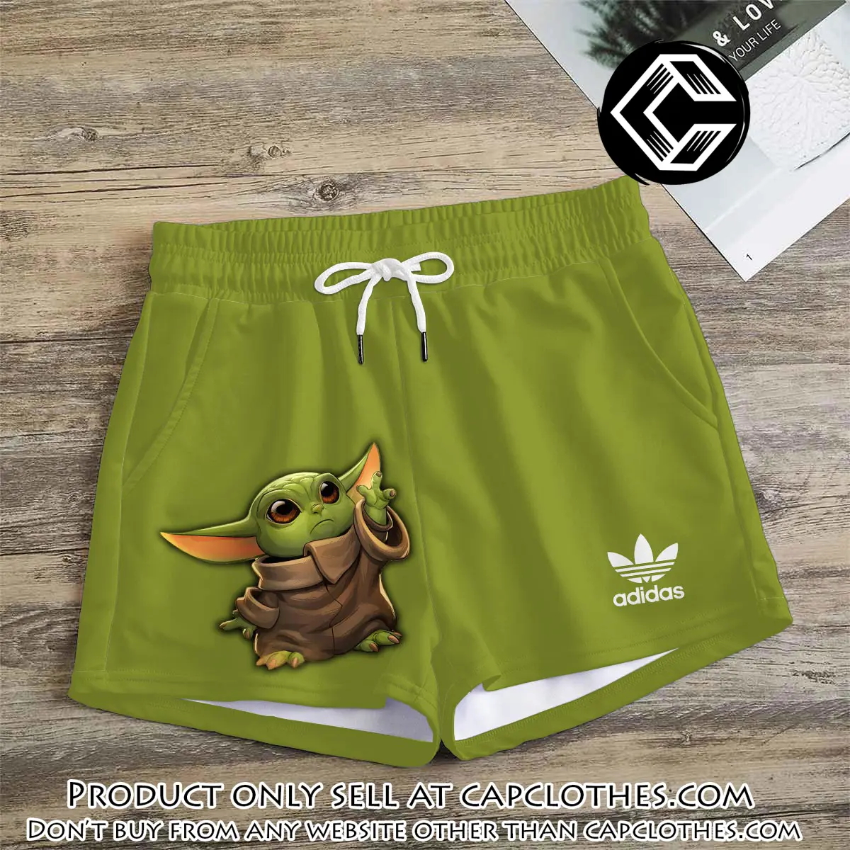 Premium baby yoda in adidas women shorts lady beach shorts wms1076 cc1925034